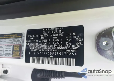 2024 Kia Sportage X-Pro Prestige из США, поврежденный, VIN 5XYK7CDF9RG170854